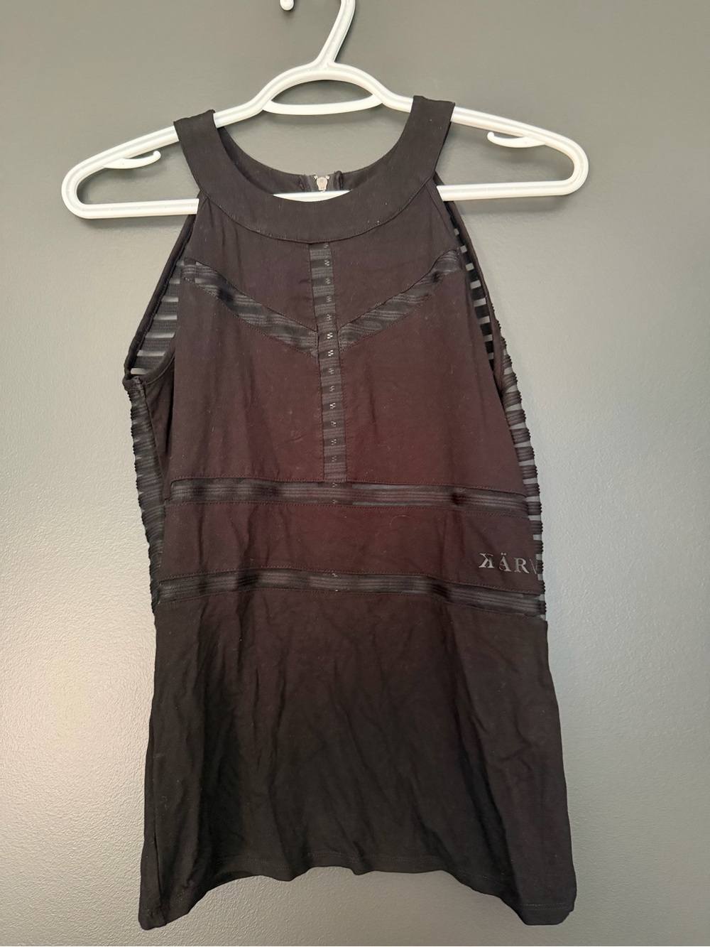 Karv Black Striped Mesh Halter Tank